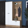 Hanah Home P6 - M5 - 2423 Recibidor con Perchero Blanco y Nogal 119.6x182.8x35.5 cm